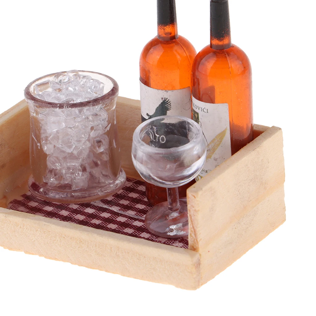 1/12 Puppenhaus Miniatur Wein Champagnerflaschen mit Magnet Holz 