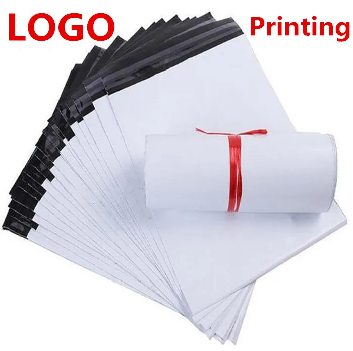 

Printing LOGO 500PCS/LOT White Color Self-Adhesive Poly Mailer/Mailing Post Envelope Plastic Express Courier Bags