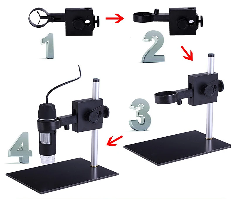 Portable USB Digital Microscope 1000X 8 LED 2MP Endoscope Magnifier Camera HD Sensor + Lift Stand + Calibration Ruler