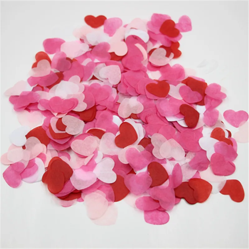 Pink and Red Heart Tissue Paper Confetti for Bridal Shower Baby Girl Shower Wedding, Balloon