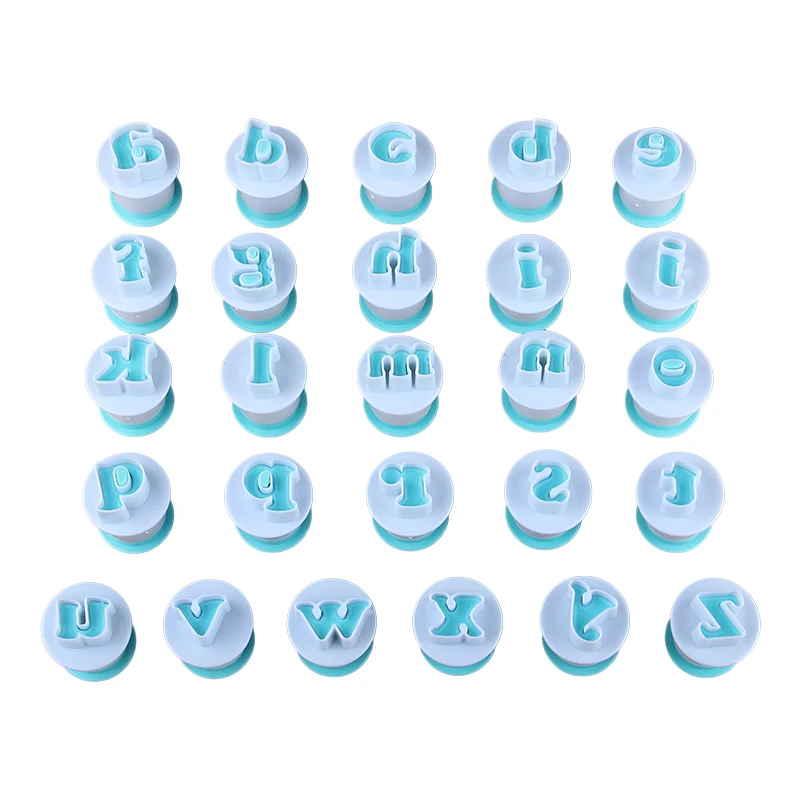 

Free Shipping 26pcs Plastic Lowercase Cake Fondant Press Molds Sugar Craft DIY Tools Set HB0215A