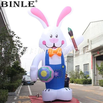 Billige Hohe Qualität 2,4 M/8ft 6m/20ft Riesigen Aufblasbaren Ostern Bunny Mit Ei & Pinsel Große Aufblasbare Kaninchen Tier Für Außen Dekoration