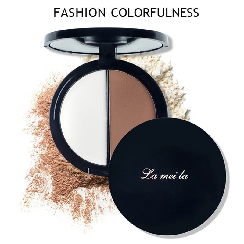 

2 Colors Eyes Makeup Pressed Powder Contour Natural Bronzer Highlight Palette Set Grooming Pressed Powder,Double face concealer