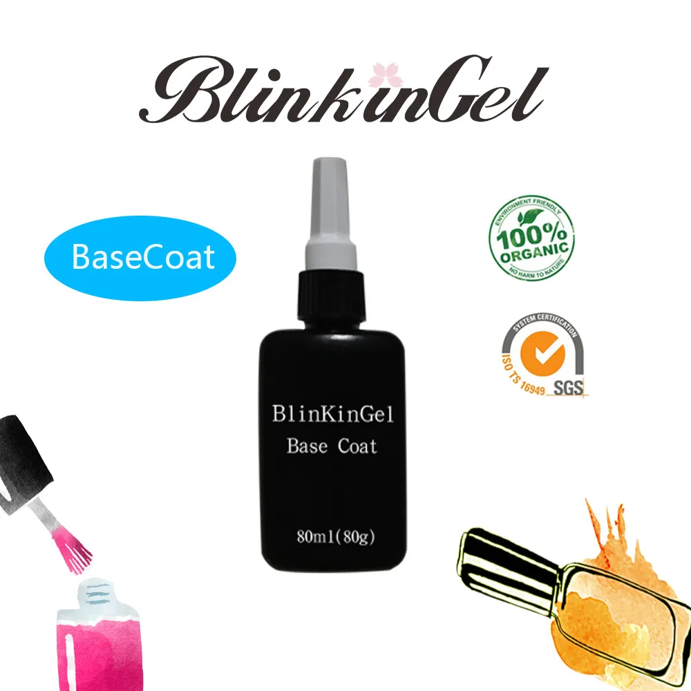 Blinkingel 80 мл Топ Основа для ногтей Гель-лак permanente Soak Off Gel Топ-покрытия для ногтей прозрачный gellak УФ гель Nail esmalte светодиодный резиновый база - Цвет: 80ml Base Coat