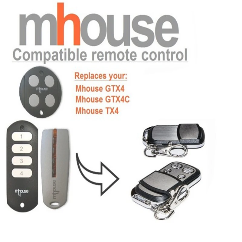 

50pcs MHouse GTX4, GTX4C,TX4 remote control replacement 433mhz free shipping