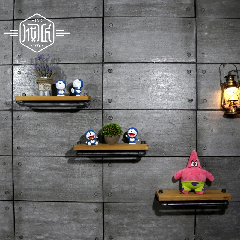

Wall Hanging Shelf Metal & Wood Storage Holders Racks Bathroom Shelves