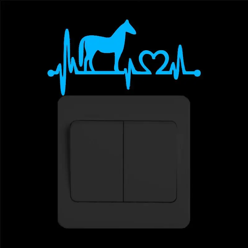 

Horse and Electrocardiogram Glow Sticker for Wall Switch Decoration Kids Rooms Children Bedroom Boy Girl Home DIY Decor Decal