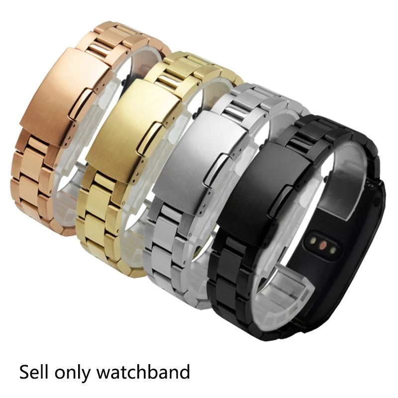 

PEIYI Solid stainless steel watch bands smooth metal braclet men and female replacement strap for HUAWEI B3 B5