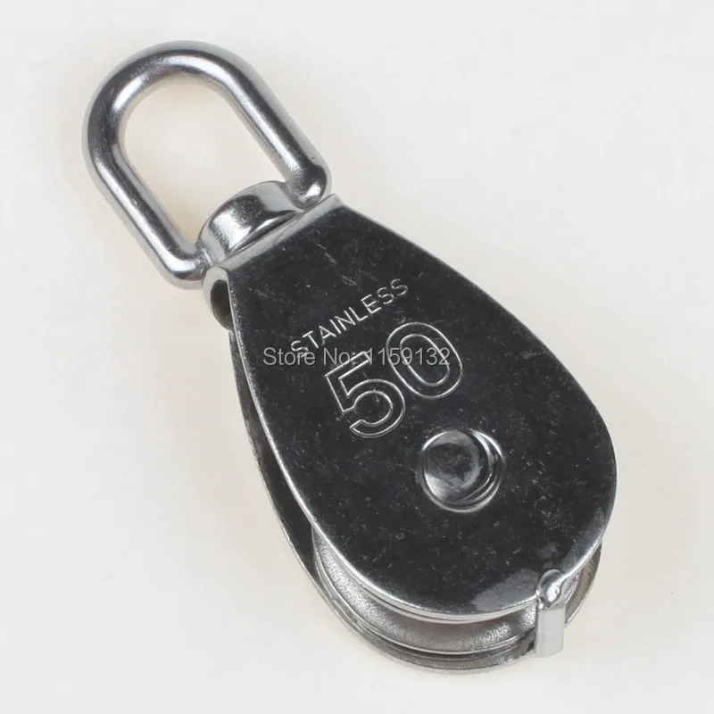 

2pcs M50 Stainless Steel 304 Single Wheel Swivel Pulley Block Loading 400kg