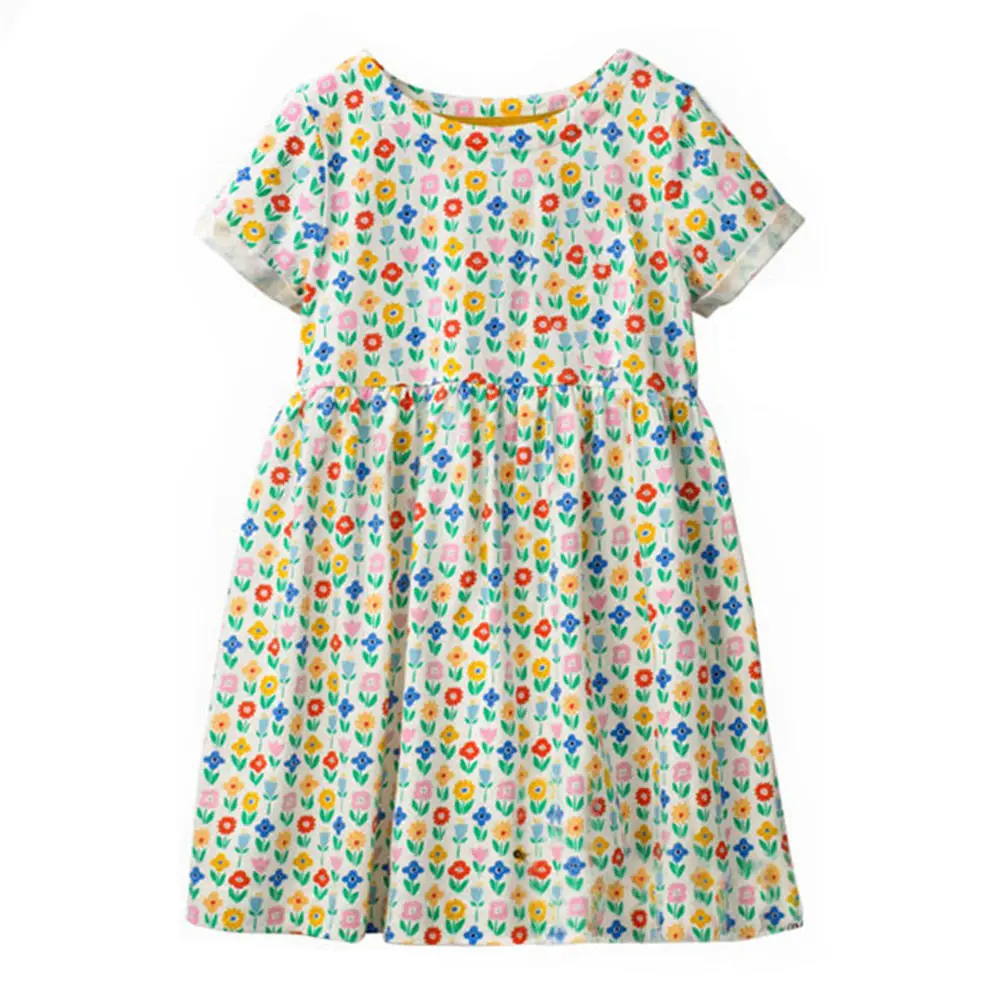 VIDMID/От 2 до 7 лет платья для маленьких девочек, Лоскутная Одежда с аппликацией для девочек от 2 до 7 лет, одежда с короткими рукавами для девочек Детская летняя одежда