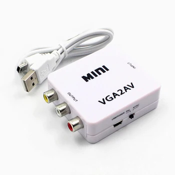 

1pcs 1080P Mini VGA to AV RCA Converter Support NTSC PAL Output for Convert PC images to NTSC, PAL