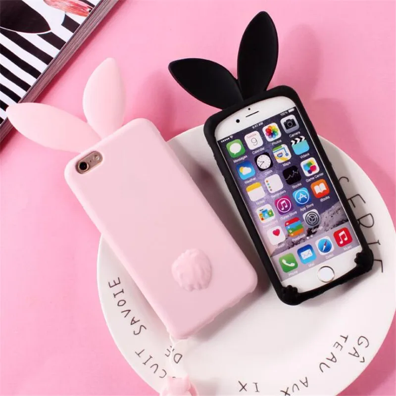 Rabbit Ear For iPhone 7 Plus 6 6s X 8 Case Korea style Cute Animal Silicone Cover Soft Cases Funda |