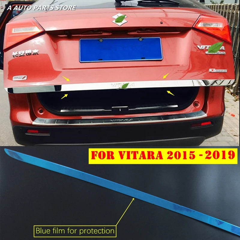 

Stainless Steel Rear Trunk Tailgate Door Tail Bottom Lid Streamer Cover Trim 1 Pcs silver For Suzuki Vitara 2015 -2019