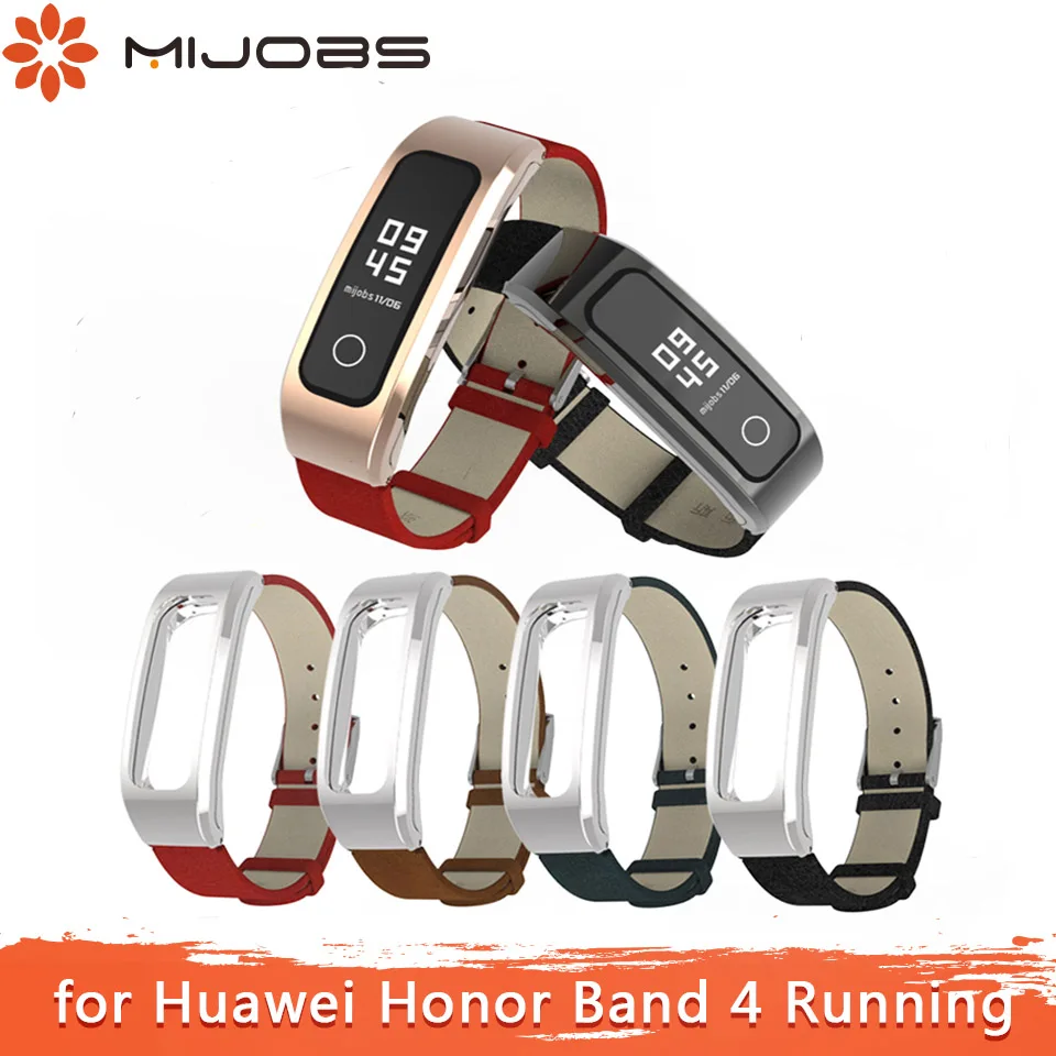 

Mijobs Bracelet for Honor Band 4 Strap for Huawei Honor Band 4 Running Strap Leather PU correa Smart Wristband Pulseira