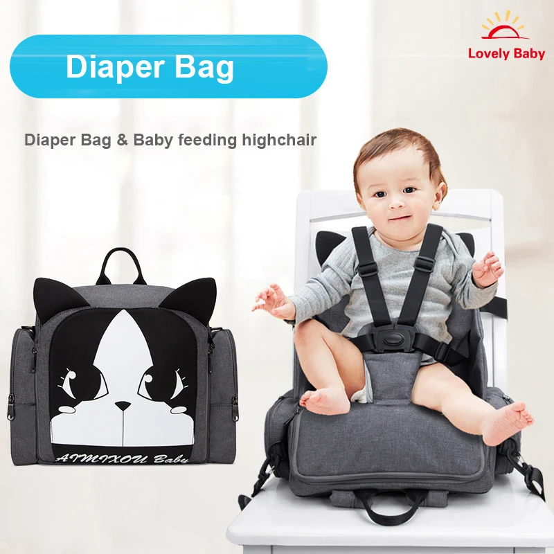 Sac A Couches Pour Bebes Portable Chaise Haute D Alimentation Pour Bebes Siege Rehausseur De Bebe Mode Maman Maternite Sac A Couches Avec Ceinture De Securite Aliexpress