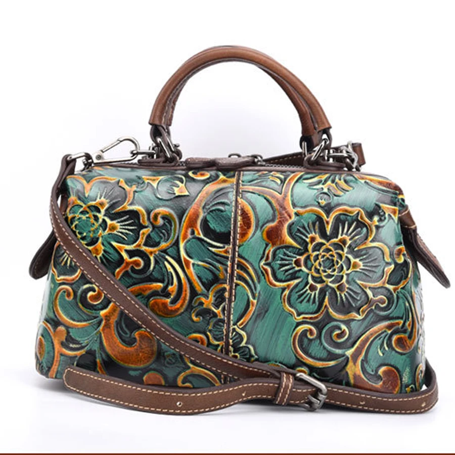 Female Clemence leather Embossed Litchi Grain First Layer Evelyne Bag Personality Rubbing Pillow Bag Good Quality