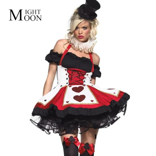 Women Halloween Costume Poker Poker Queen Game Costume Dress Set Dress