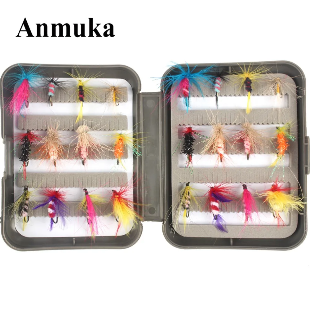 Anmuka Dry Fly Lures 24pcs/lot Flies Fishing Bait 1.8 2.5cm Single Hook
