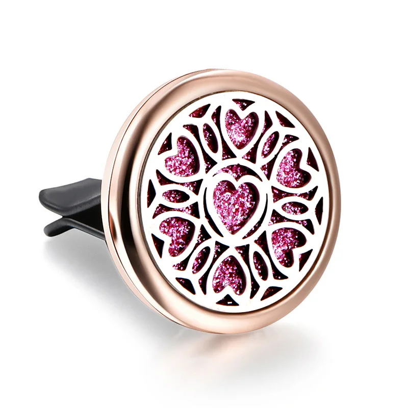 

Heart-shaped Stainless Steel Removable Car Essential Oil Diffuser Necklace Rose Gold Perfume Diffusion Spread Fresh air Locket