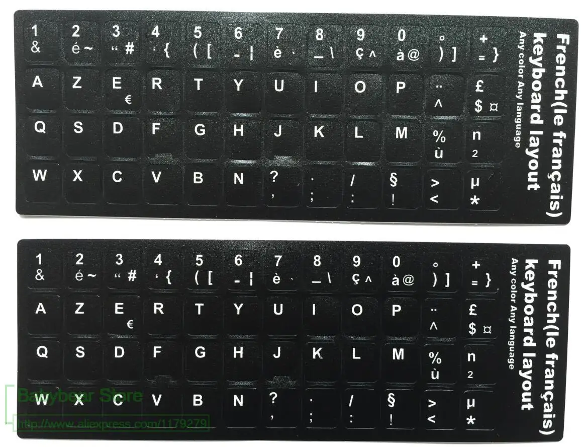 2 шт./лот наклейка на французскую клавиатуру франч AZERTY для ноутбука Настольные наклейки на клавиатуру 11,6 12 13,3 14 15,4 17,3 дюймов клавиатура