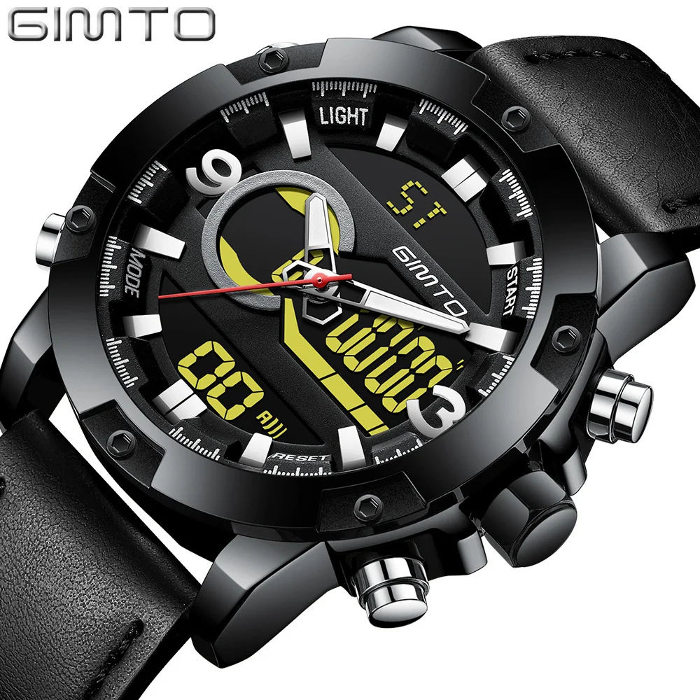 

2018 NEW Men Watches Top Brand Sport Watch LED Display Wristwatches Casual Leather Strap Male Clock Relogio Masculino