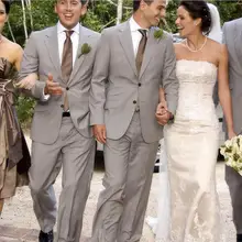 Билетов Карманный жених смокинг с лацканами с тупым углом Мужской костюм светло-серый жениха/Best Man свадебное/костюмы для выпускного(куртка+ брюки+ галстук