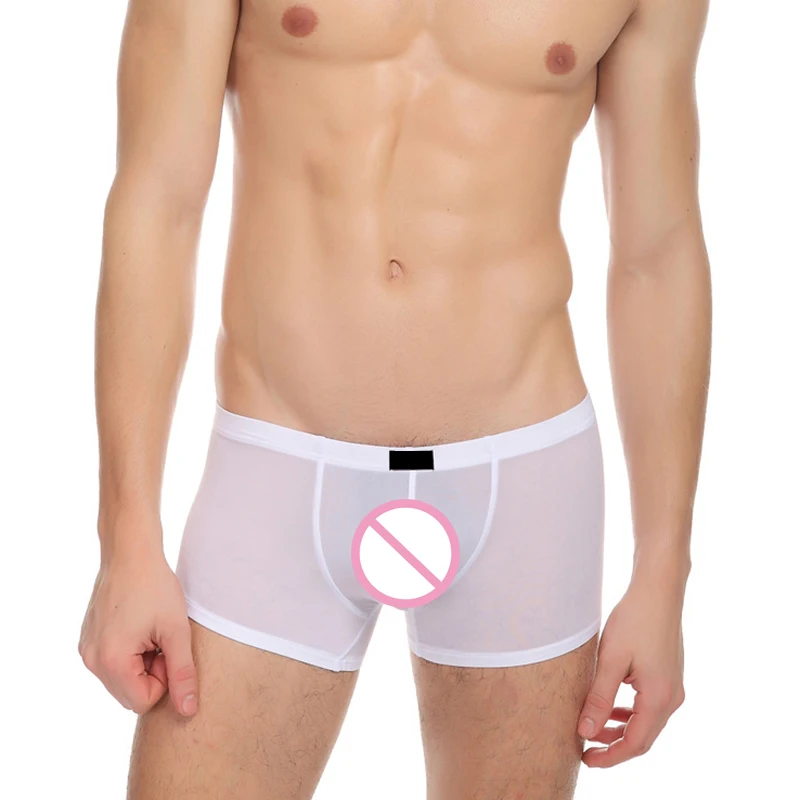 

Super Thin Men Boxers Hot Sexy Ice silk See Through Breathable Shorts Low Waist Male Underwear Underpant Masculinas Calzoncillos