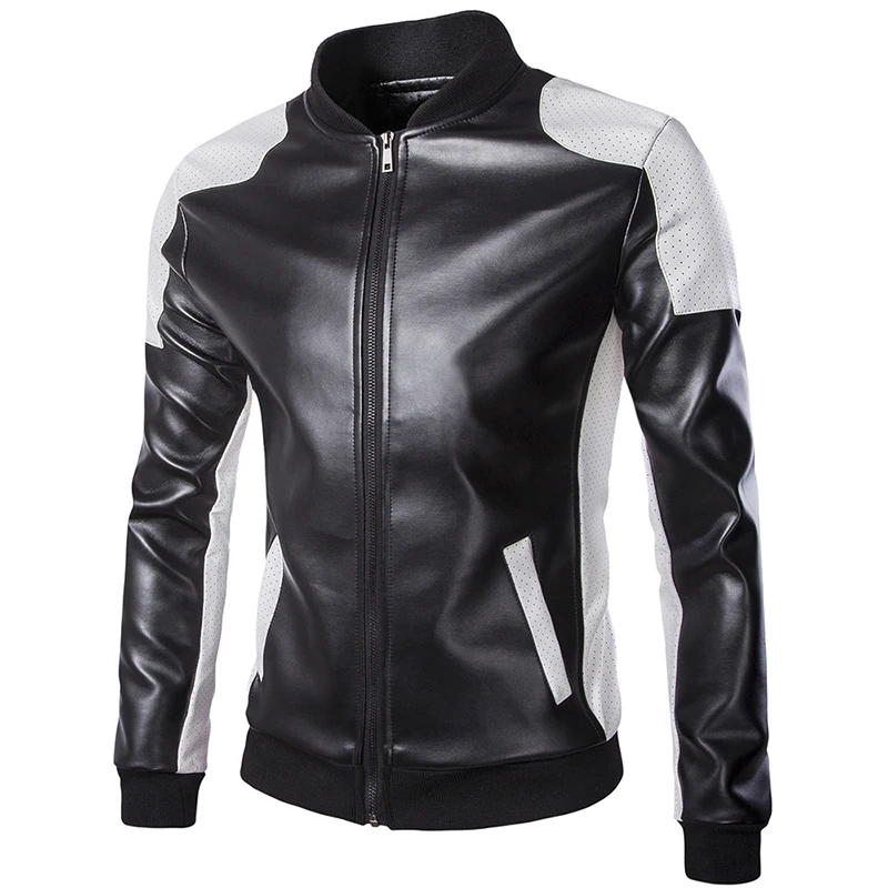 Motorcycle Leather Jackets Men Autumn Winter Leather Clothing Men Leather Jackets Male white