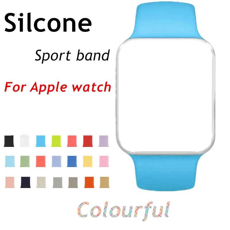 

Series 4 3 2 1 Rubber Strap watchband Colorful Bracelet Watch Bands for Apple Watch 4 Silicone Soft Strap for iwatch 38/42mm