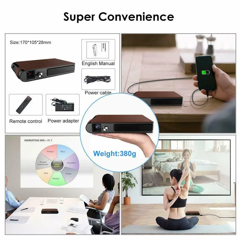  S6W DLP MINI Projector Chargeable WIFI Portable LED Projector Video 3D Full Hd Beamer for 1080P Sma - 33045416650