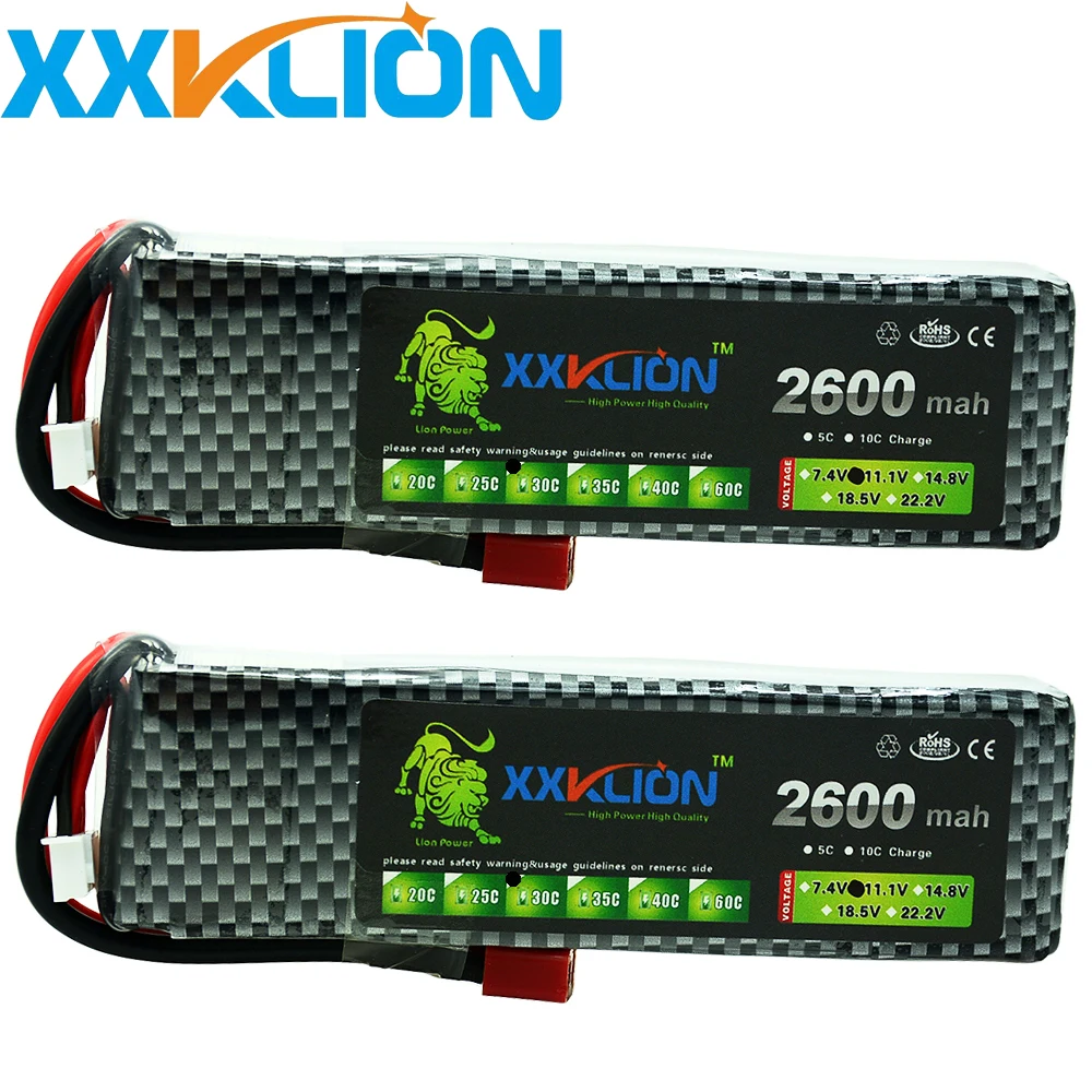 

2pcs XXKLION 3s Lipo Battery 11.1v 2600mah 25C 30c 35C Or Rc Helicopter Car Four Axis Li-polymer Batteries Lipo Free Shipping