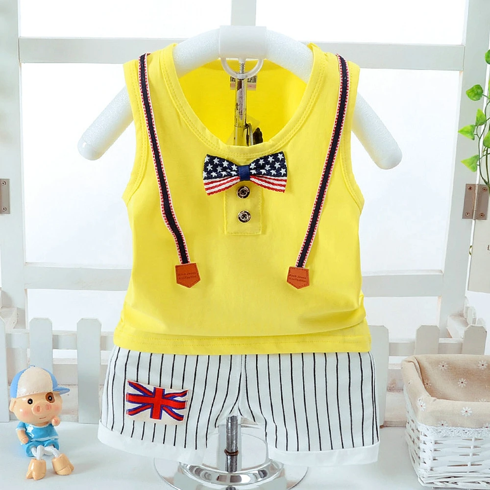 Fashion Baby Boy Sleeveless Clothes Summer Style Strap Vest+Shorts Cute