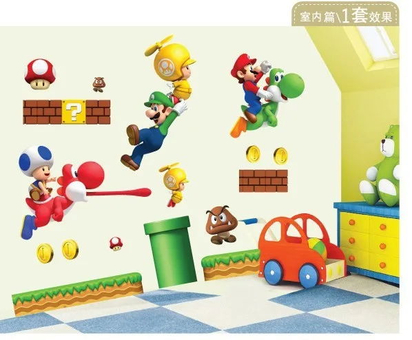 New Super Mario Bros Wall Graphics Thisnext 1pcs Cartoon Super Mario Wall Stickers For Kids Rooms Home Decor Baby Child Wallpaper Art Decals