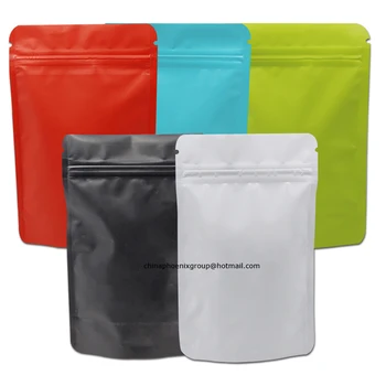 

10pcs Stand Up Colored Matte Pure Aluminum Foil Zip Lock Bag Heat Seal Valve Doypack Mylar Coffee Powder Packaging Zip Bags