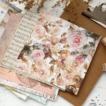 

ENO Greeting 6inch paper pad for decoupage diy flower decorative papers metallic gold scrapbooking papers craft papers