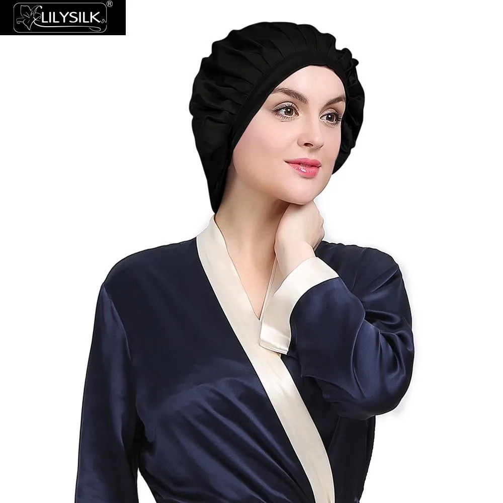 Lily silkธรรมชาติผ้าไหมนอนหลับหมวกกลางคืนผู้หญิงฤดูหนาวผมดูแลผิวหมวกหมวกหมวกบ้านสุภาพสตรีซอ...
