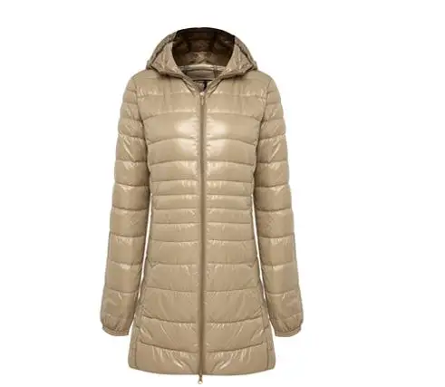 Fitaylor зимнее теплое длинное пальто для женщин Ультра светильник 90% белый утиный пух куртка женская с капюшоном свободного покроя размера плюс S-6xl пуховик - Цвет: Khaki