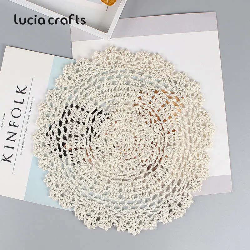 Lucia Crafts 20/25/30 см хлопковые кружевные круглые столовые приборы коврики для стола