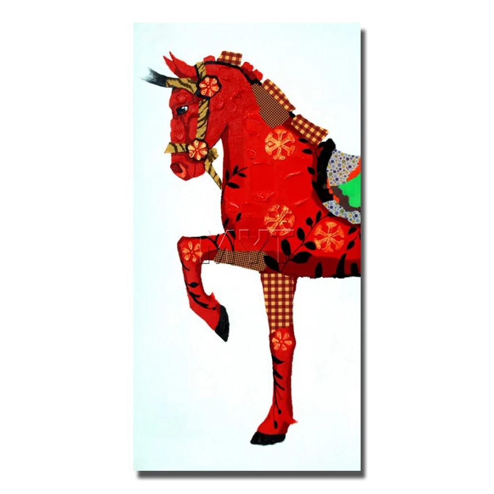 Modern Traditional Red Horse Painting Wall Art Home Decoration Home