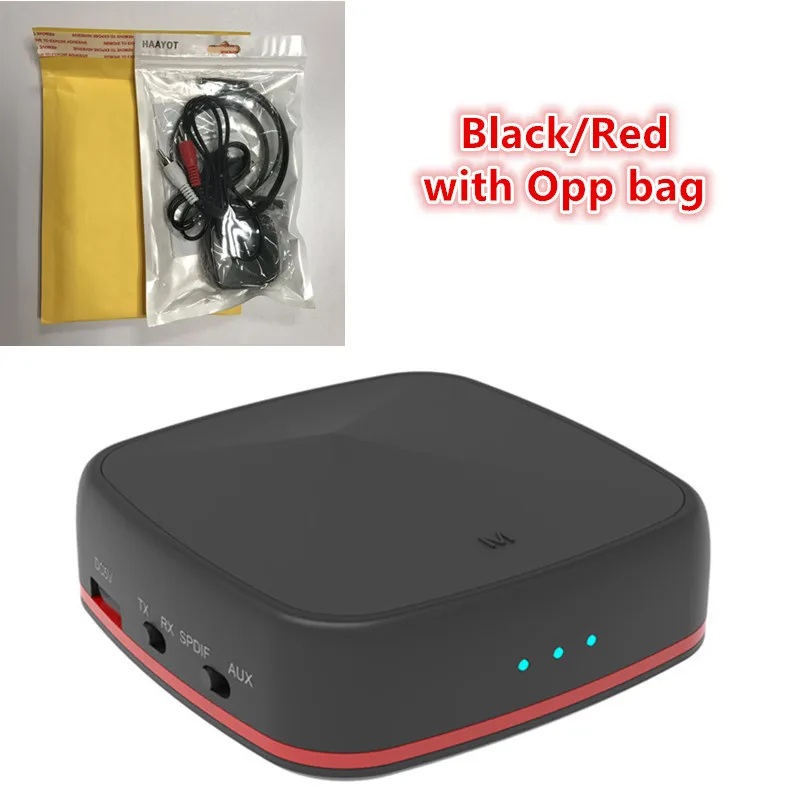 HAAYOT 5,0 адаптер Bluetooth Aptx HD передатчик аудио приемник оптический Toslink/AUX/SPDIF для наушники для телевизора Саундбар дома системы - Цвет: black red no box