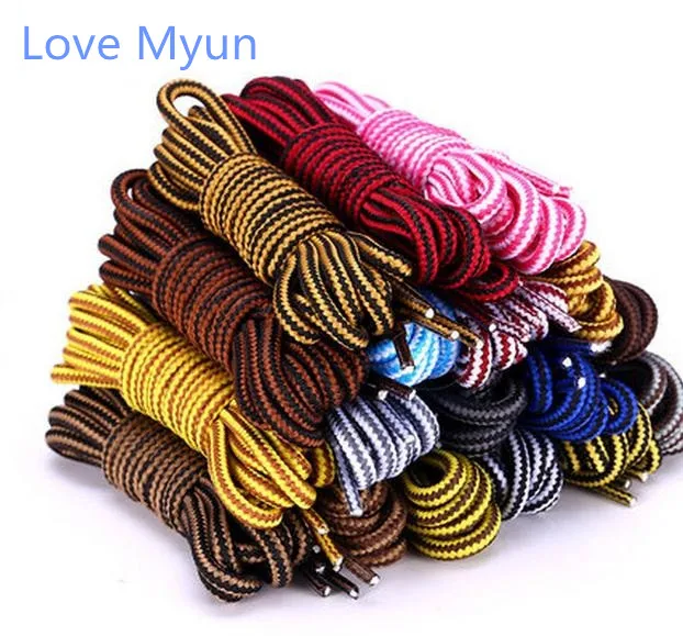 Round striped double color shoelaces 