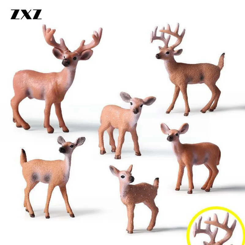 

ZXZ Simulation Deer PVC Wild Animal Model Action Figure Figurines Animals Miniature Collection Toys For Kids Home & Gardan Decor
