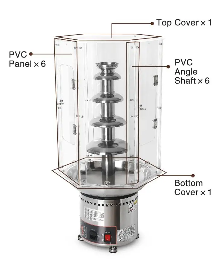 PVC Material Chocolate Fountain Cover Machine cover 4/5/6/7 Tiers Chocolate Melting Machine Fondue cover