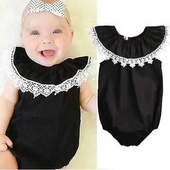 

Summer Newborn Infant Baby Girl Sleeveless Black Lace Romper Jumpsuit Baby Girls Clothes Sunsuit Outfits