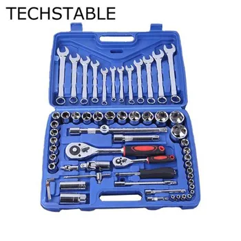 Price TECHSTABLE 61pcs Socket Set Spanner Combination Tool Auto Set Wrench Manual Repair Tool Hand Tool