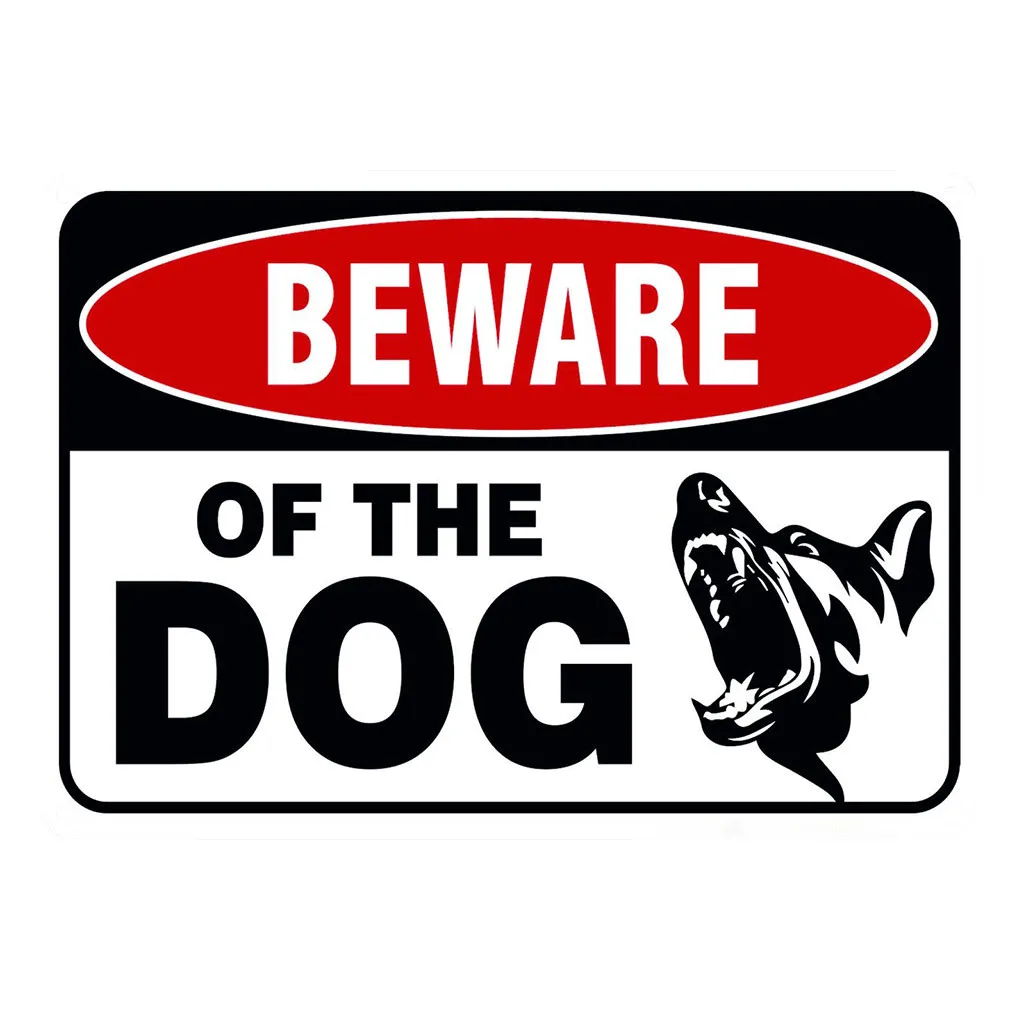 Metal Poster Beware Of The Dog Logo Iron Sign, There Are Dogs Metal Warning Sign For Bar Garage Store Coffee Shop decoration