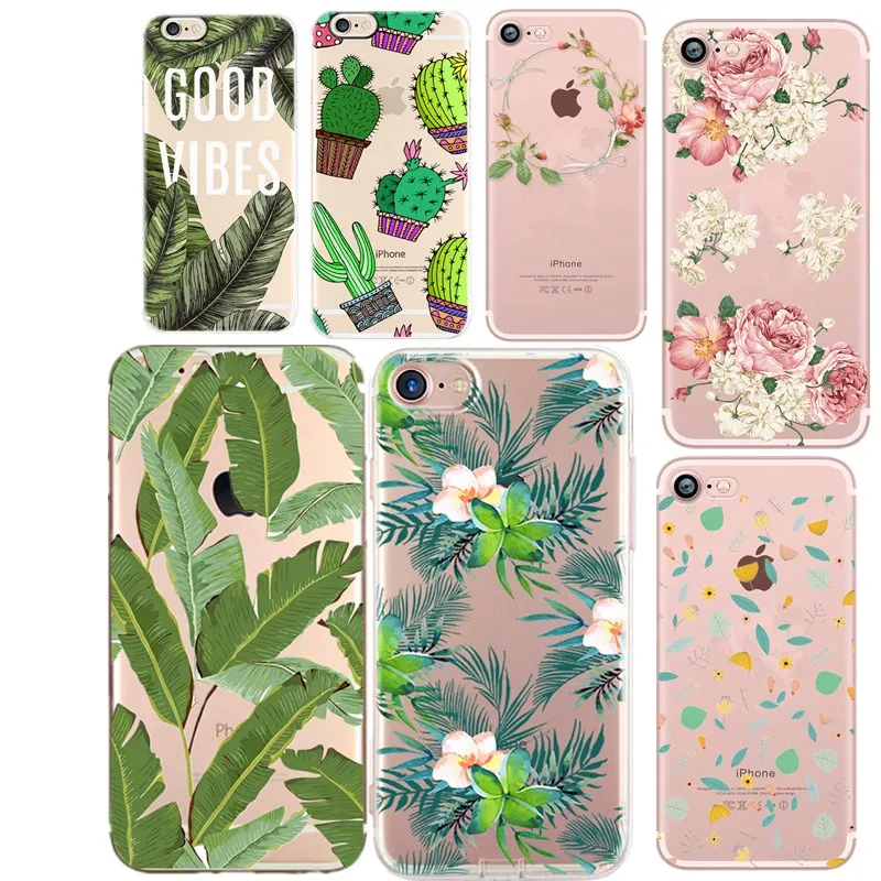 Чехол с цветами для iphone 8 Plus Роскошный ультра тонкий силикон мягкий