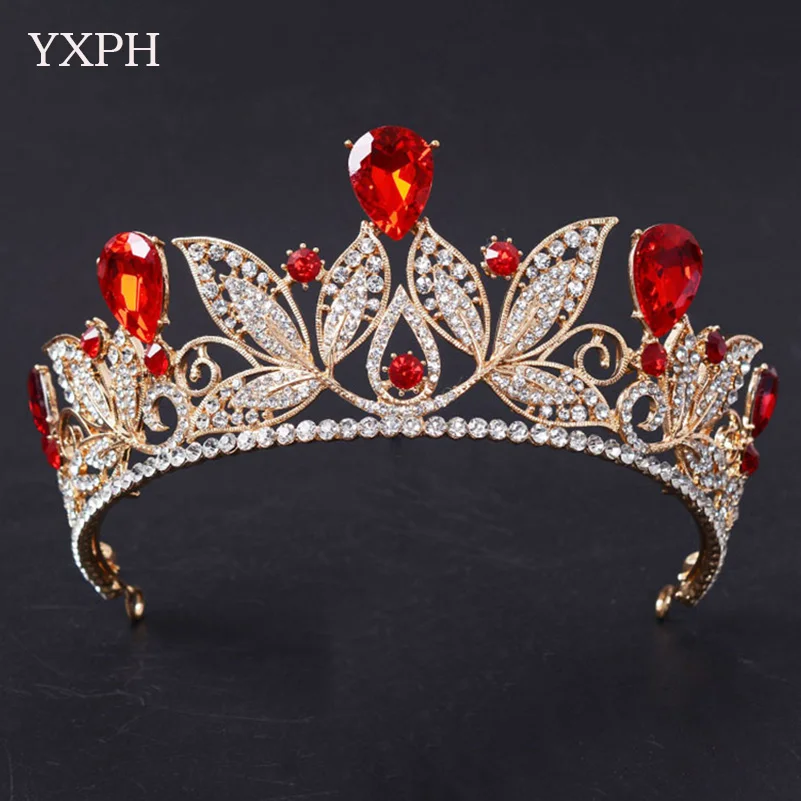 Buy Women Baroque Gold Tiaras High Grade Wedding Crown Jewelry Fashion Flower