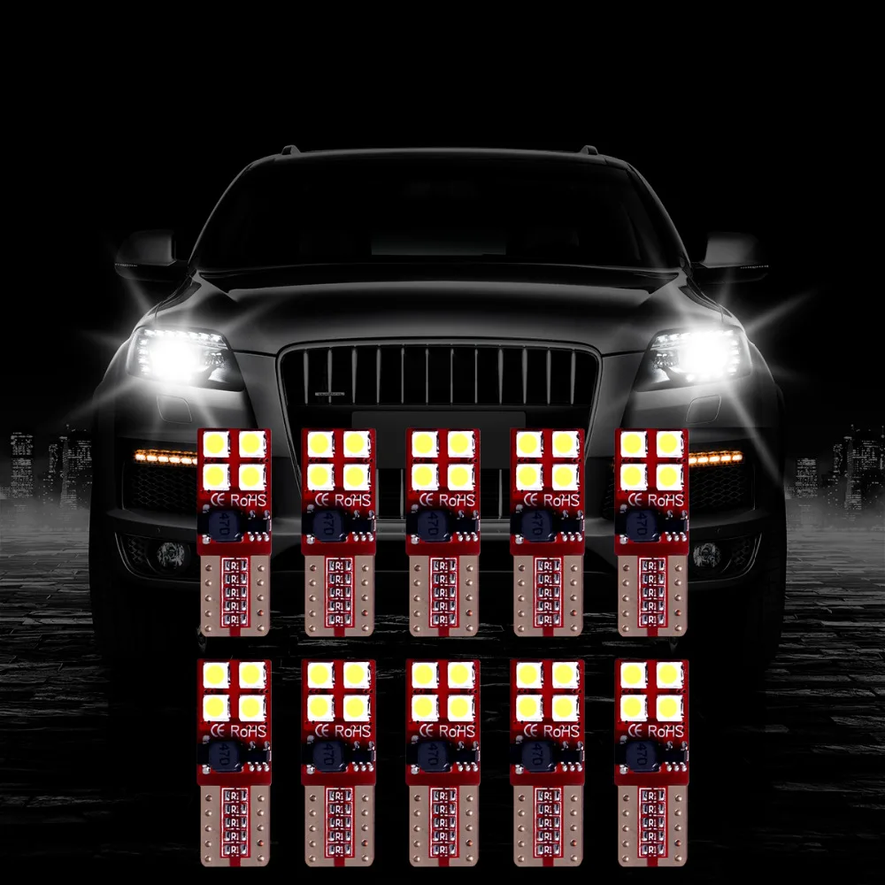 10 шт. W5W лампа накаливания светодиод CAN-шина T10 8smd 3030 чипы 12В авто парковочные фары