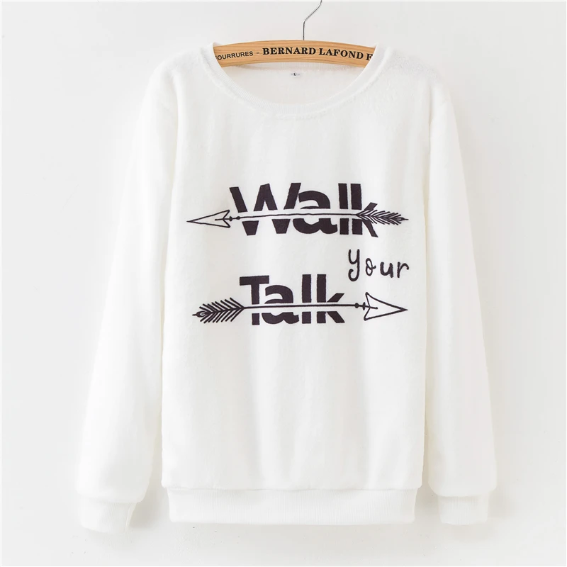 

Fashion Women Sweatshirt Loose Streetwear Tide Women's Hoodie Cartoon Printed Letter Long Sleeve Plus Velvet Pullover